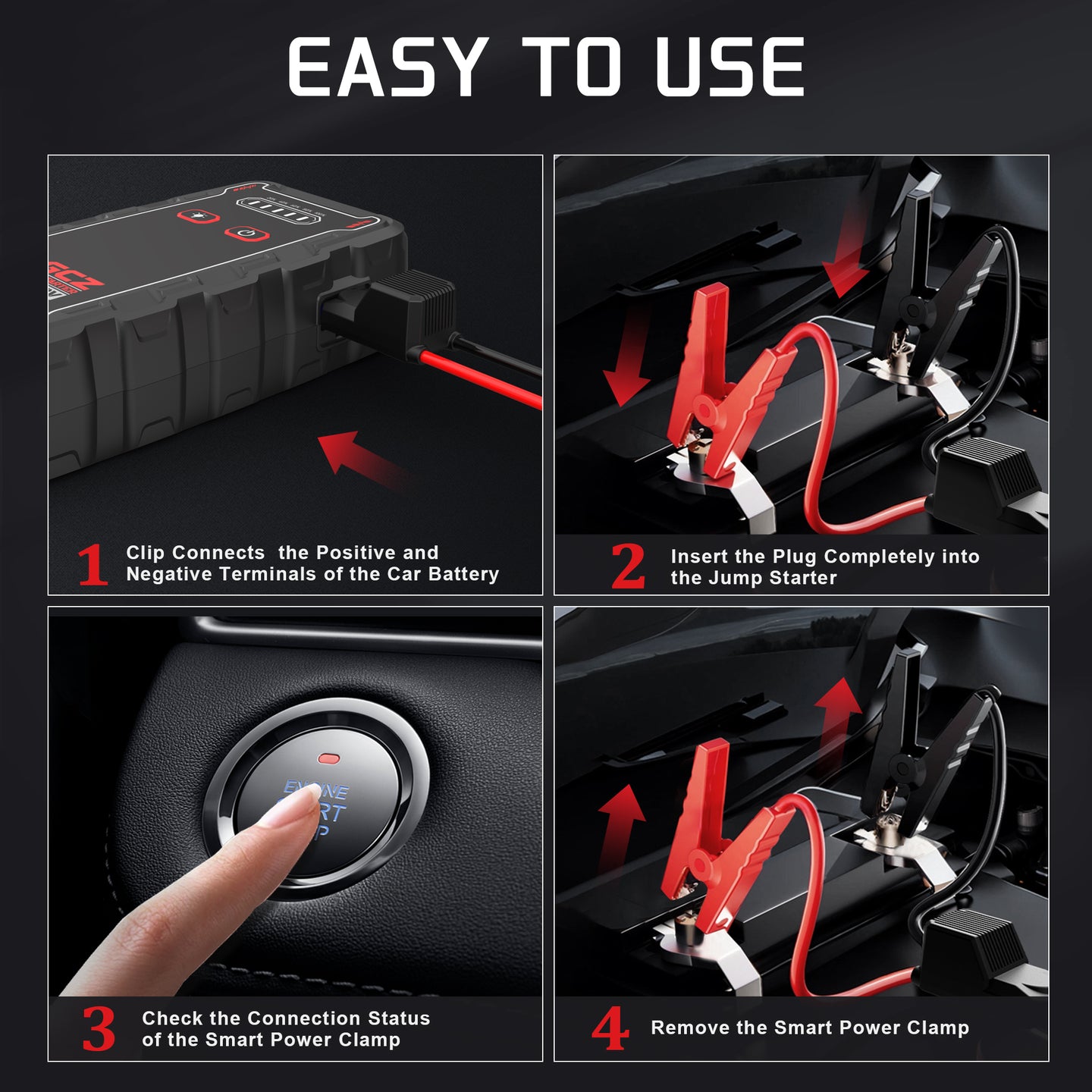 GCZ Car Jump Starter 2000A with Air Compressor, Power Bank, and LED Light for Road Emergencies and Tire Inflation