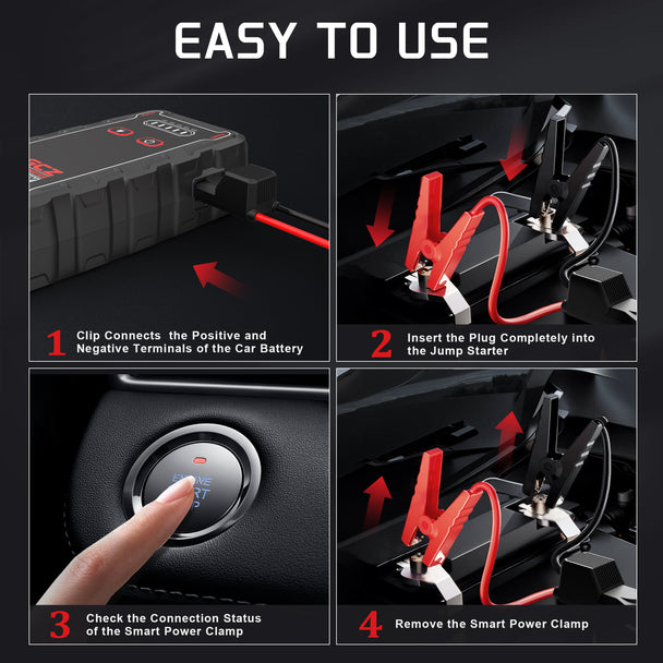 GCZ Car Jump Starter 2000A with Air Compressor, Power Bank, and LED Light for Road Emergencies and Tire Inflation