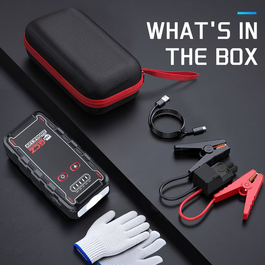 GCZ Car Jump Starter 2000A with Air Compressor, Power Bank, and LED Light for Road Emergencies and Tire Inflation