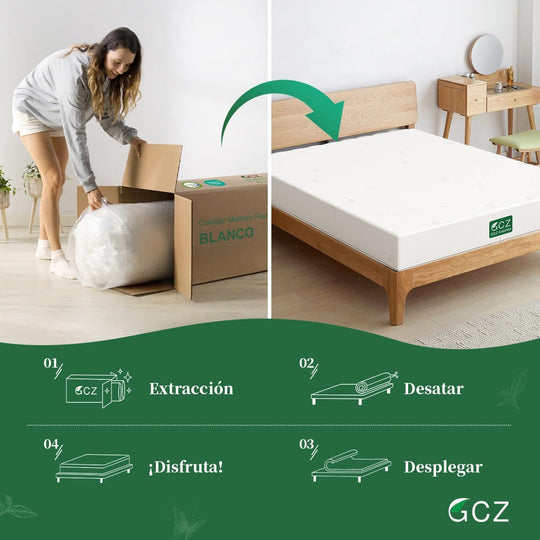 GCZ Colchón Matrimonial Memory Foam con Soporte Ergonómico y Alivio de Presión para Dormitorio