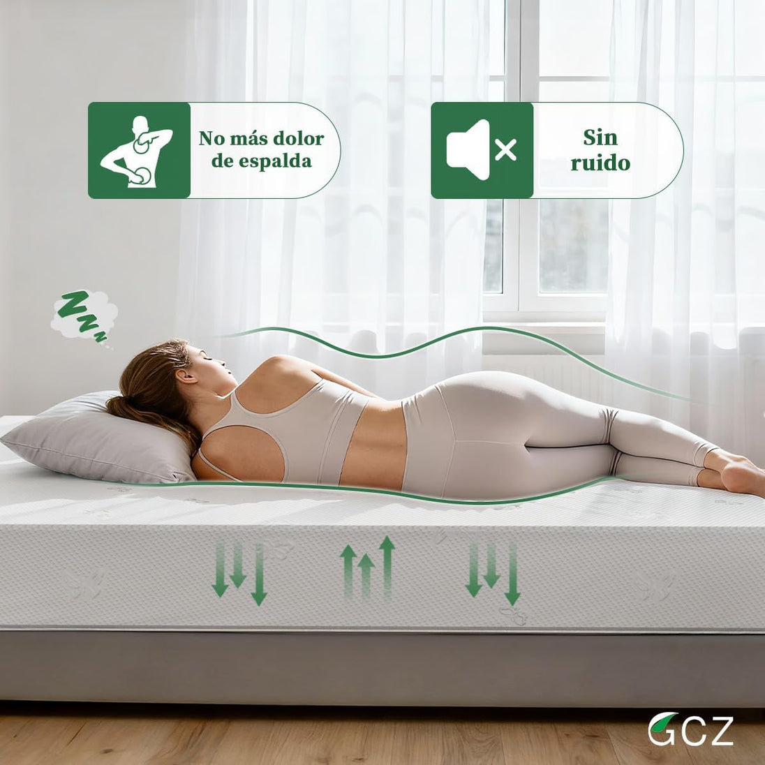 GCZ Colchón Matrimonial Memory Foam con Soporte Ergonómico y Alivio de Presión para Dormitorio